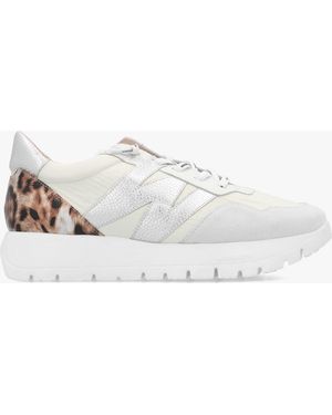 Wonders Odisei Leopard Metallic Suede & Nylon Trainers - White