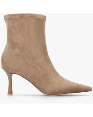 Daniel Elenora Beige Suede Shaped Heel Sock Boots - Natural