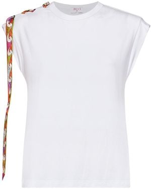 PUCCI Stretch Jersey Tank Top With Printed Tape - White