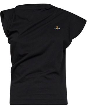Vivienne Westwood Cotton Jersey Hebo Draped Top - Black