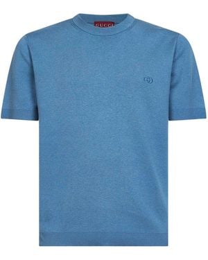 Gucci Dusty Cotton Embroidered Jumper - Blue