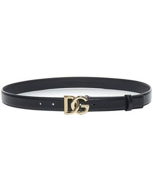 Dolce & Gabbana Calfskin Belt With Dg Logo - White