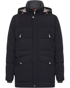 Brunello Cucinelli Nylon Hooded Down Jacket - Blue