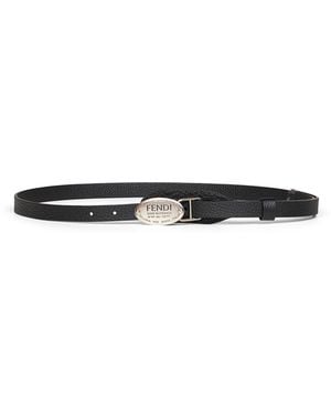 Fendi Cuoio Romano Leather Long And Slim Belt - White