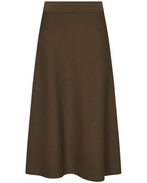 Max Mara Khaki Viscose Crepe Mxmfuggito Flared Midi Skirt - Green