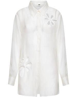 Fendi Organza Shirt With Ajour Motif - White