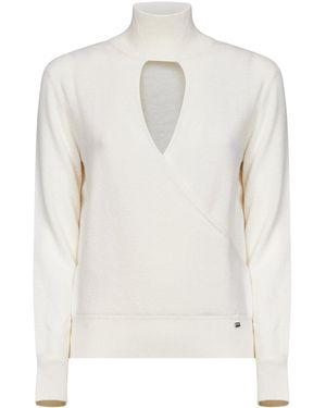 Herno Resort Ivory Carded Wool Resort Jumper With Cut-Out - White
