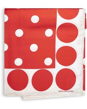 Dries Van Noten Polka Dot-Print Silk Square Scarf - Red