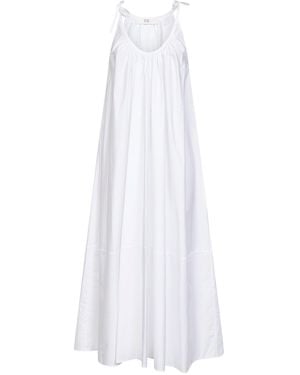 Co. Tton Poplin Gathered Dress - White
