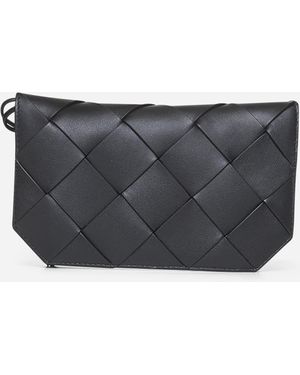 Bottega Veneta Black Long Diago Wallet - Grey