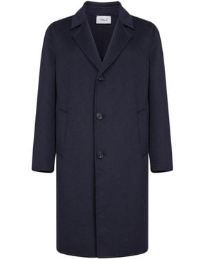 D 40 Double Wool Single-Breasted Coat - Blue