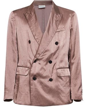 Dries Van Noten Old Rose Viscose And Cotton Double-Breasted Blazer - Pink