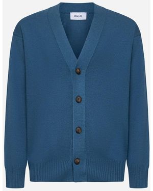 D4.0 Blue Super Geelong Wool Cardigan