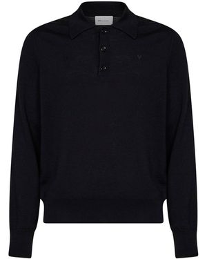 Ami Paris Extra-Fine Merino Wool Knit Ami De Cœur Polo Shirt - Blue