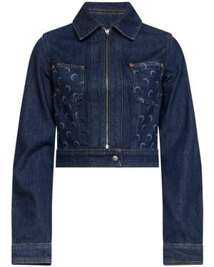Marine Serre Denim Trucker Jacket, Cropped Organic Midnight - Blue