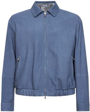 Brunello Cucinelli Slate Nubuck Jacket - Blue