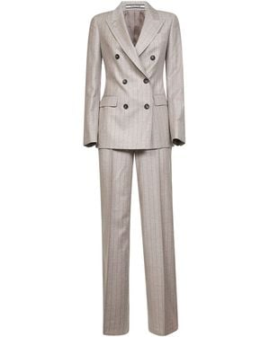 Tagliatore Pinstripe Virgin Wool Paris Suit - White