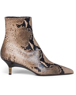 KHAITE Ankle Boots Bella Taupe Python-Embossed Leather Calf - White