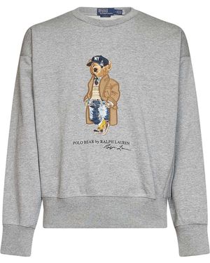 Polo Ralph Lauren Andover Heather Cotton-Blend Polo Bear Sweatshirt - Grey