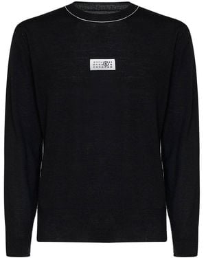 MM6 by Maison Margiela Wool Blend Knit Crewneck Jumper - Black