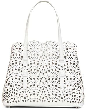 Alaïa Cream Mina 25 Medium Tote Bag - White