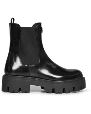 Prada Brushed Leather Ankle Boots - Black