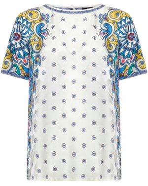 Etro Paisley Print Silk Blend Top - Blue
