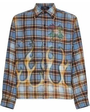 Amiri Bleached Check Flannel Ma Quad Shirt - Blue