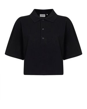 Carhartt W' S/S Carhartt Script Cropped Polo Shirt - Black