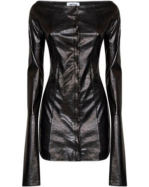 AINT EIJA Stretch Waxed Faux Leather Inchiostro Mini Dress - Black