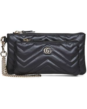 Gucci Gg Marmont Small Pouch With Chain - Grey