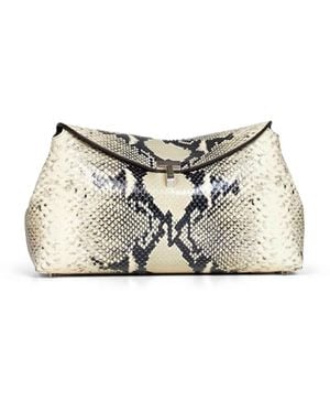TOTEME And Ecru T-Lock Clutch With Shoulder Strap - White