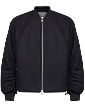 Oamc Peacemaker Wool Blend Minimal Bomber Jacket - Blue