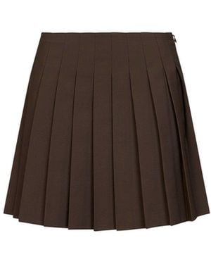 MM6 by Maison Margiela Wool Blend Pleated Mini Skirt - Brown