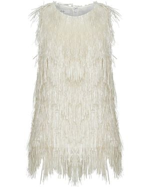 Co. Pearl Metallic Fringed Racerback Tank Top - White