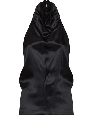 KHAITE Satin Rone Halter Neck Top - Black