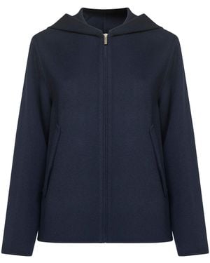 Max Mara Double Wool Roland Hooded Jacket - Blue