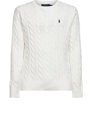 Polo Ralph Lauren Cable Knit Cotton Crewneck Jumper - White