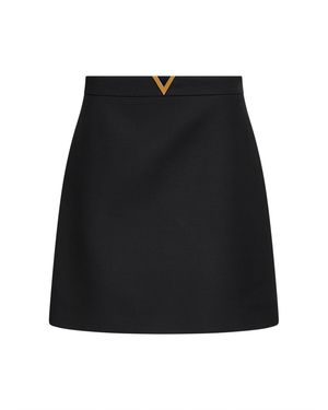 Valentino Crepe Couture Short Skirt - Black