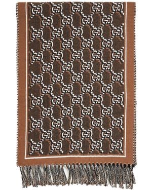 Gucci Gg Shadow Wool Scarf - Brown