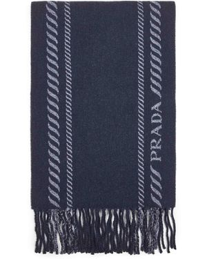 Prada Wool And Cashmere Scarf - Blue