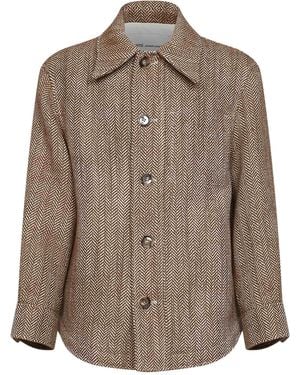 Ami Paris Marron Herringbone Wool Overshirt - Brown
