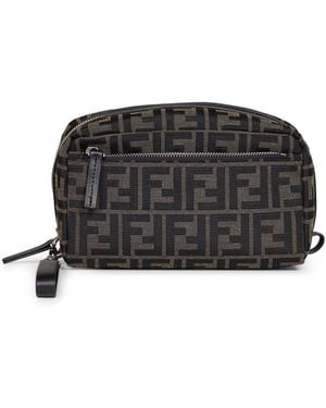 Fendi Tobacco Double Zip Small Beauty Case - Multicolour