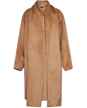 Dolce & Gabbana Dark Alpaca And Virgin Wool Scarf Coat - Brown