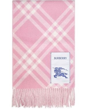 Burberry Sugar Double-Face Check Cashmere Scarf - Pink