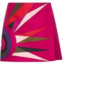 PUCCI Hawaii Print Silk Twill Wrap Miniskirt - Pink