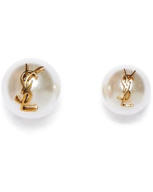 Saint Laurent Cassandre Asymmetric Earrings - Metallic