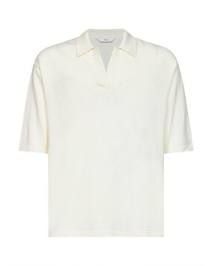 Hevò Cotton Knit Taranto Oversized Polo Shirt - White