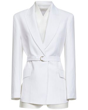 Blanca Vita Viscose And Linen Goody Belted Blazer - White