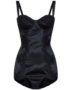 Dolce & Gabbana Balconette Silk And Lace Bodysuit - Black
